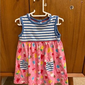 Mini Boden Blue Striped and Pink Patterned Dress